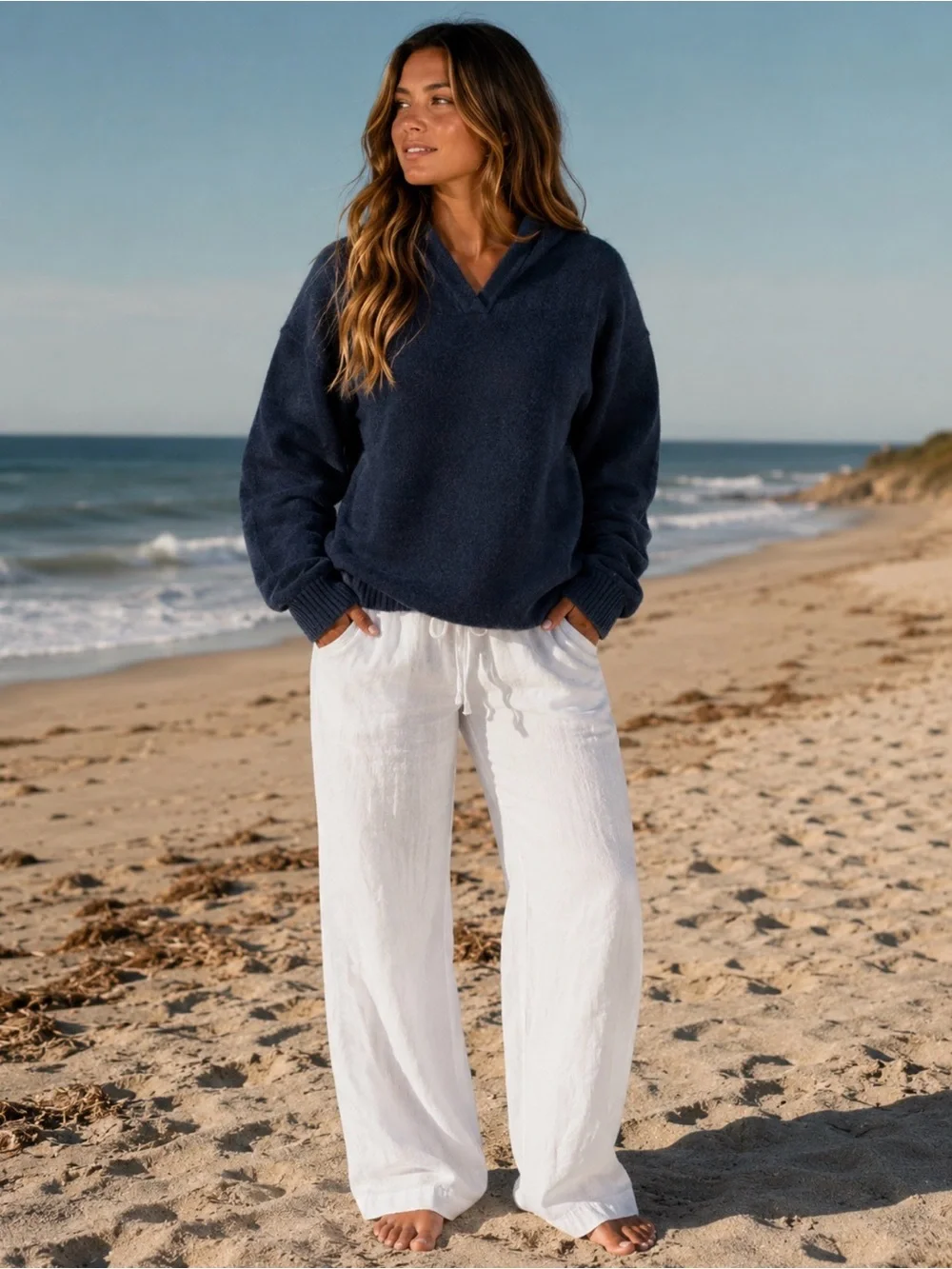 J. Crew Extra Soft Deep Navy V-Neck Pullover Sweater